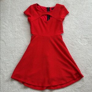 Material Girl Red Textured Fit & Flare Dress Size M